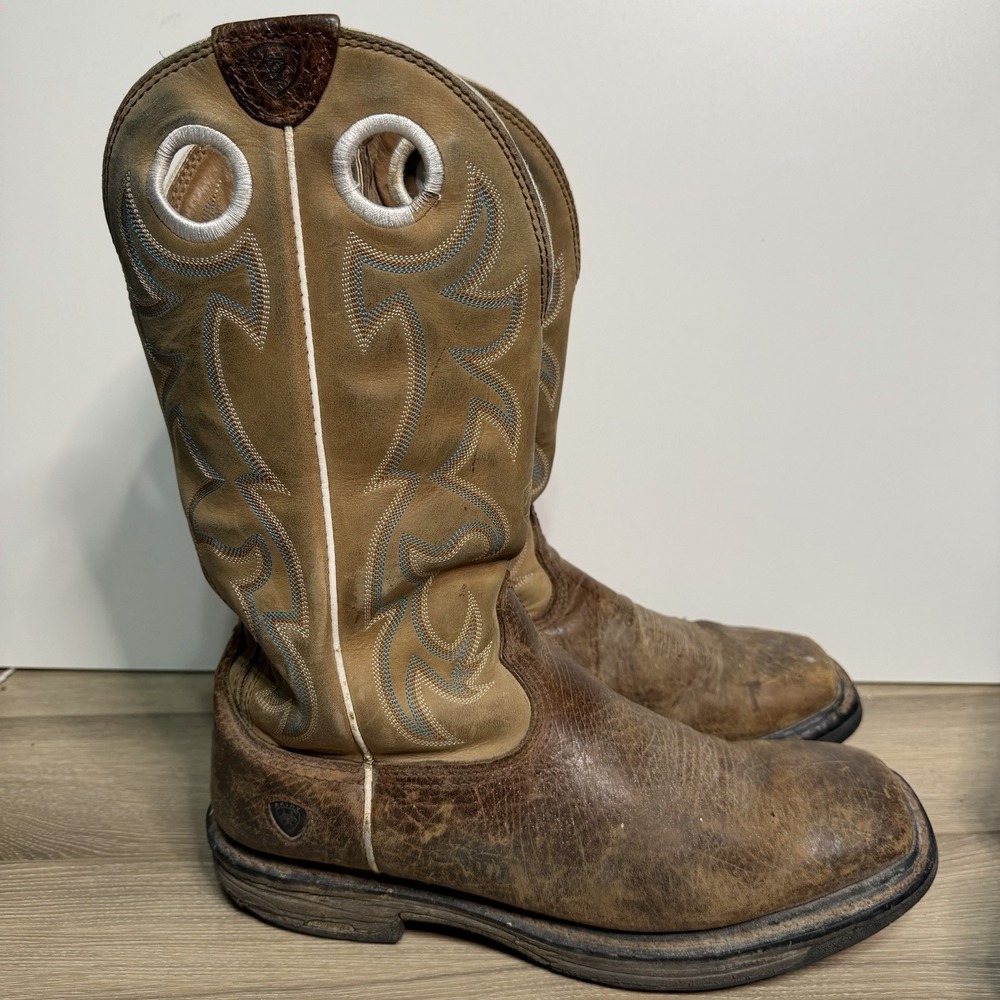 ARIAT WORKHOG BROWN LEATHER WESTERN WORK BOOTS #10008205 MEN'S 10 D
